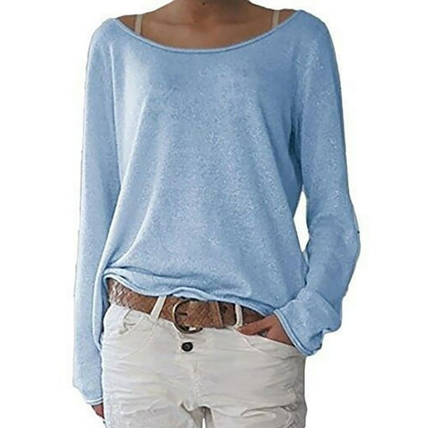 Vicooda Fashion Women Oversize Loose Long Sleeve TShirt Baggy Plus Size Tops Casual Solid T