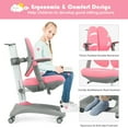 thumbnail image 6 of Gymax Kids Desk Study Chair Adjustable Height Depth w/ Sit-Brake Casters Pink, 6 of 10
