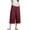 #0328-Wine, variant on Pounoo Capri Pants for Women Elastic High Waist Solid Color Gathered Detail Wide Fit Bottoms Summer Daily Style Airy Comfortable Trousers