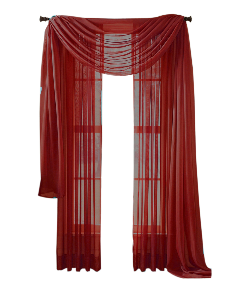 Moshells Home Decorative 216" Sheer Curtain Scarf, Red