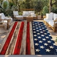 thumbnail image 2 of American Flag Outdoor Rug for Patio/Deck/Porch, Non-Slip Large Area Rug 3 x 5 Ft, Vintage USA Flag Wooden Indoor Outdoor Rugs Washable Area Rugs, Reversible Camping Rug Carpet Runner, 2 of 8