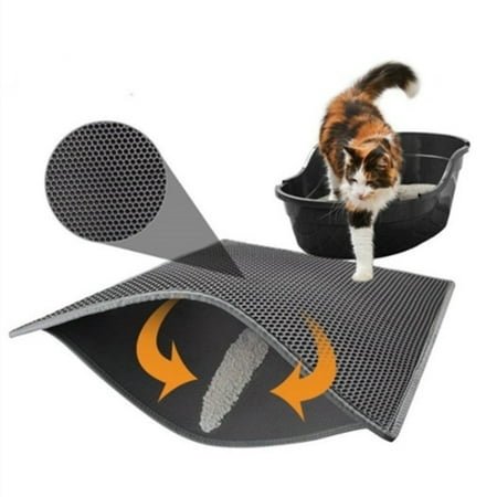 Rubber Litter - Premium Double Cat Litter Box Trapper Mat Pad Larger Honeycomb with Waterproof Base Layer EVA Foam Rubber