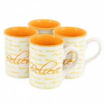 Gibson Home Inspirational Words Believe 4 Piece 16 Ounce Stoneware Mug Set in Orange