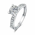 thumbnail image 4 of HeartsAndYou 1.8ct Round Cut Moissanite Engagement Ring for Women Solitaire with Accent 18k White Gold over Silver, 4 of 6