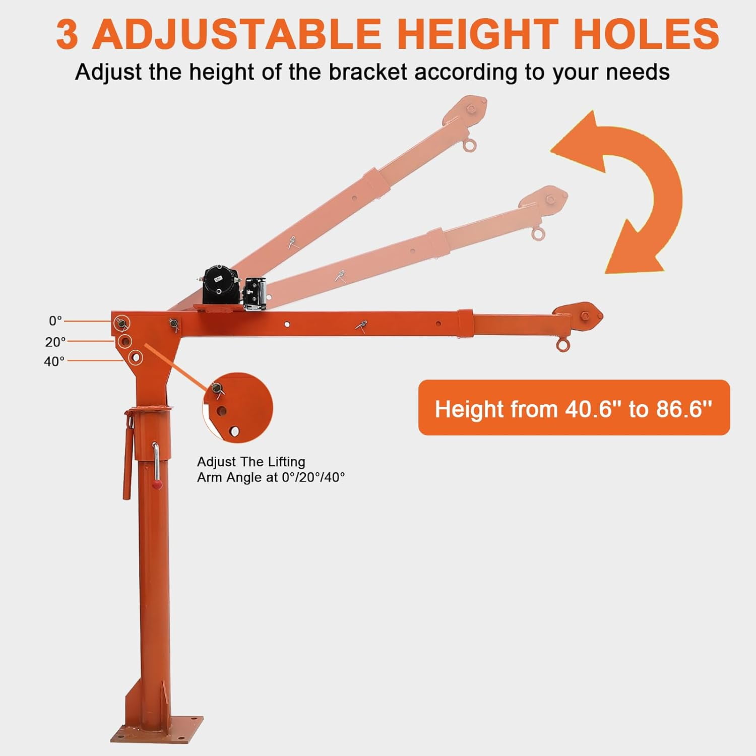 1100 lb Electric Pickup Truck Crane with Electric Winch 3500 lb 12V, Folding Truck-Mounted Crane, Painted Steel Pickup Truck Jib Cranes Hoist 360° Swivel for Lifting Goods in Construction Factory