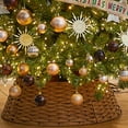 thumbnail image 3 of Rustic Farmhouse Christmas Tree Collar - 24" Natural Woven Wicker Tree Base Cover, Rattan Basket Ring Holiday Decorations for Artificial Xmas Trees, 3 of 9