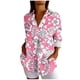 thumbnail image 3 of Camisas de Cuello de la Tripulación de Manga Corta para las Mujeres Estilo Hawaiano No Estructurado Impreso Cuello Acampanado Blusa de Manga Larga Camisas de Cuello de la Tripulación de Manga Larga p, 3 of 6