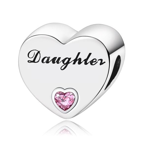 ROSIANNA 925 Sterling Silver Charm for Bracelets Daughter's Love Heart Charm Women Bracelet Charm