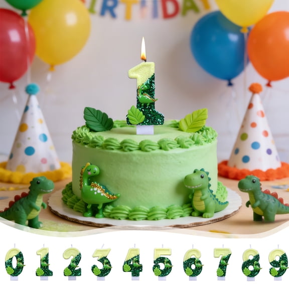 FastXmas Numeral Birthday Candles, Cake Numeral Green Candles Number 0-9 Glitter Cake Topper Decoration for Birthday,Wedding Anniversary,Party Celebration(1Pc 1.6 x 3 Inch)