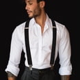 thumbnail image 2 of KAMBERFT Heavy Duty Black Suspenders for Men with 4 Strong Metal Clips, 1.5 inch Wide, 2 of 4
