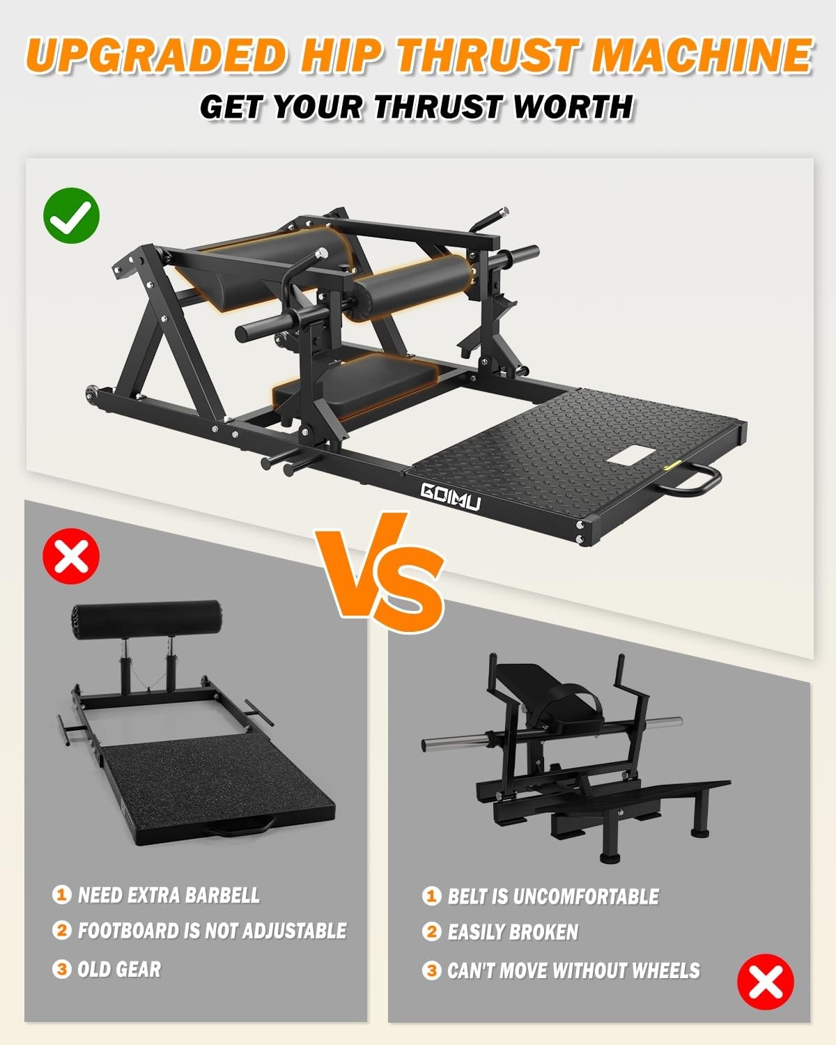 Hip Thrust Machine, 800LBS Plate-Loaded Glute Drive Band Peg, Heavy Duty Glute Bridge Machine with Weight Holder for Home Gym, Home Workout Equipment for Glute Muscles Building
