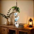 thumbnail image 3 of Doghiosgha Wooden Heart Hanging Wall Ornament Farmhouse Bow Decor with Wooden Pendants for Entryway Living Room Home Decor, 22.8 Inch, Blue, 3 of 6
