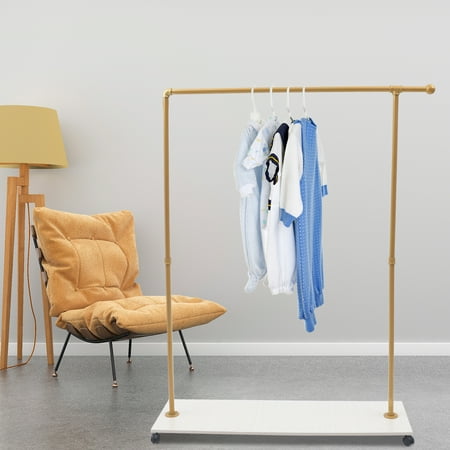 Miumaeov Clothing Racks Garment Metal Stand with Wood Shelves for Clothing Shop Women Store Dress Display