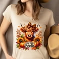 thumbnail image 4 of Hey There Pumpkin Highland Cow Shirt | Cute Fall Sunflower Pumpkin Tee | Autumn Graphic T-Shirt, Navy, Size M, 4 of 6