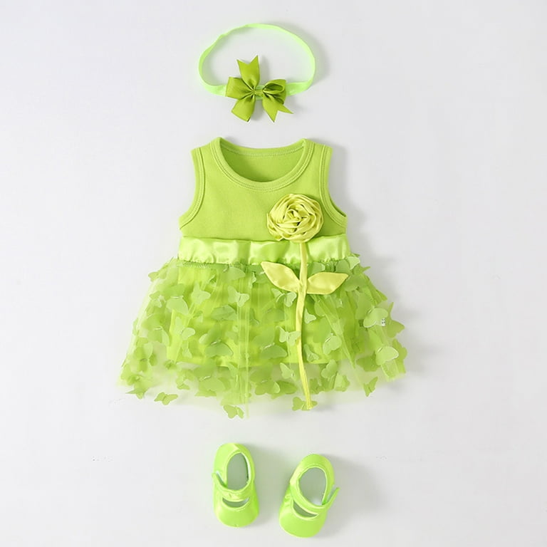 TJAZFJPA Girls Dresses 5T-6T Baby Girls Spring Summer Print Ruffle  Sleeveless Princess Dress Shoes Headbands 3Pc Clothing Green Dress for  Girls Fairy Dresses for Girls 12-14 6-9 Months - Walmart.com