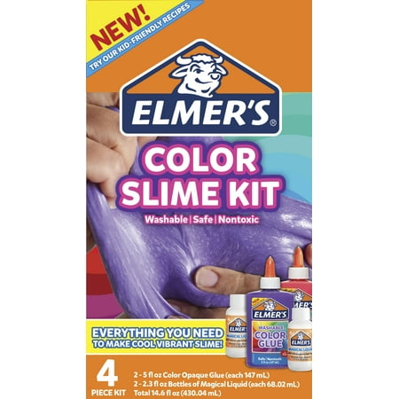 Elmer's Color Slime Kit, Color Glue, Assorted Colors, with Glue Slime Activator, 4 (Best Slime Recipe With Borax)