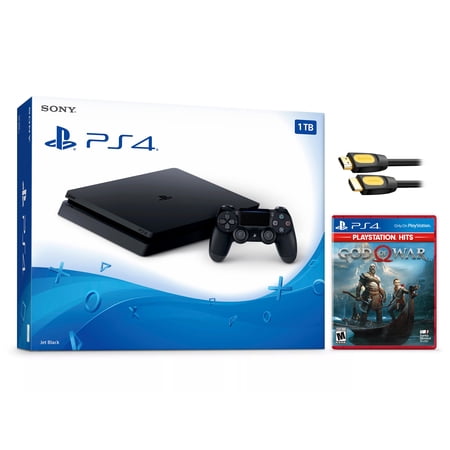 Sony PlayStation 4 Slim God of War PlayStation Hits Bundle 1TB PS4 Gaming Console  Jet Black  with Mytrix High Speed HDMI