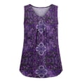 thumbnail image 4 of Lkhaha Women's Paisley Print V Neck Tank Tops Vintage Casual Sleeveless Blouse Purple L, 4 of 4