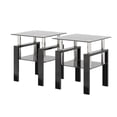 thumbnail image 3 of Tcbosik 2-Layer Tempered Glass End Table, 17.72" Side Table for Home Office Living Room Bedroom, Easy to Assemble (Set of 2, Black), 3 of 7
