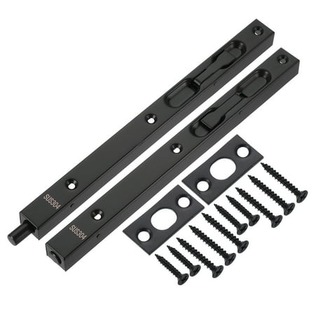 Flush Bolt, 10" 304 Stainless Steel Security Door Guard Latch 2Pack, Black