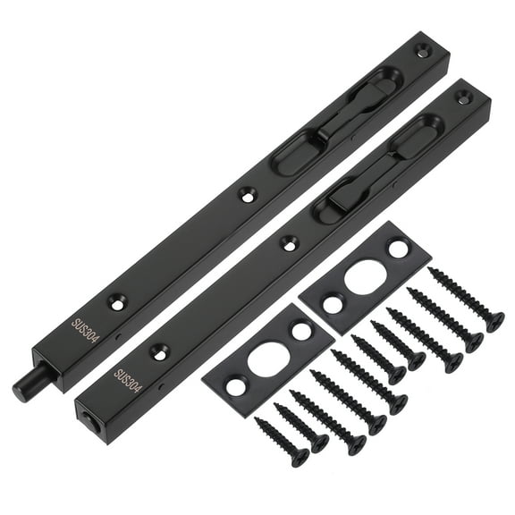 Flush Bolt, 10" 304 Stainless Steel Security Door Guard Latch 2Pack, Black