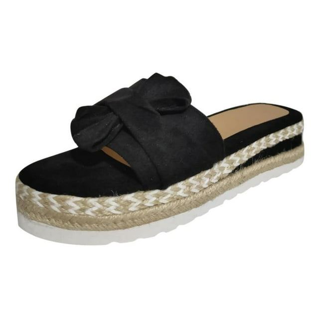 Juosiy Sandales à Plateforme Compensée pour Femmes Bout Ouvert Décontracté Été Classique Plage Mules Chaussures