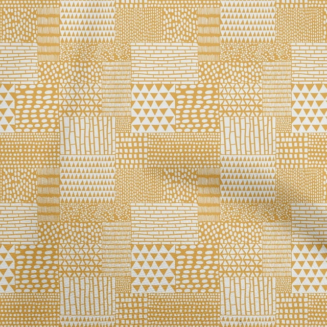 oneOone Rayon Yellow Fabric Geometrical Craft Projects Decor Fabric Printed By The Yard 56 Inch Wide