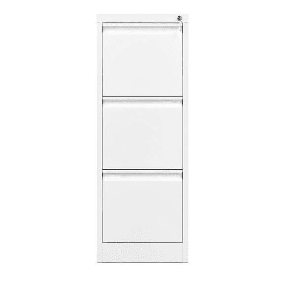 Lockable 3-Drawer Vertical Metal File Cabinet, Narrow Office Storage Cabinet with Anti-Tilt Interlocking Slide Rails, Fits A4/Letter/Legal Size Hanging Files, Assembly Required