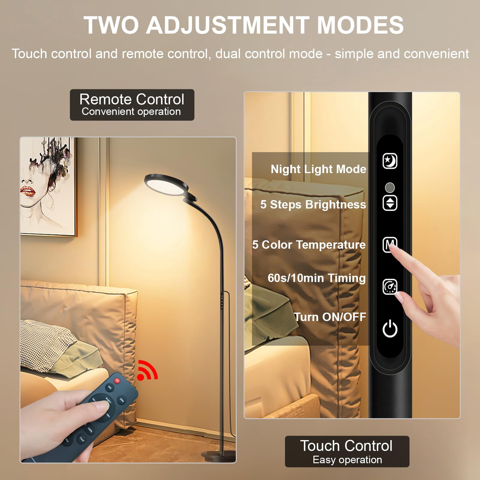 Sthmolepy Happy Lamp,1000LUX UV-Free Sun Lamp, Gooseneck 360° Adjustable Daylight, Suitable for Reading, Working, Relaxing