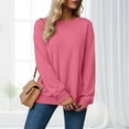 thumbnail image 5 of Quealent Crewneck Sweatshirts for Women Pullover Long Sleeve High Low Side Split Hem Basic Fall Fashion Sweatshirt Top Hot Pink for Size 3XL, 5 of 7