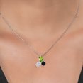 thumbnail image 3 of Gem Stone King 925 Silver and 10K Yellow Gold Peridot and Lab Grown Diamond and Onyx 3 Stone Pendant Necklace for Women | 2.27 Cttw | Pear Shape 8X6MM | Oval 7X5MM | Round 5MM | with 18 inch Chain, 3 of 4