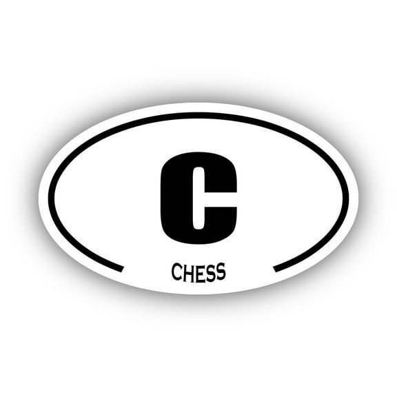 Chess C Oval Bumper Sticker 3M Vinyl Decal 3 in x 5 in