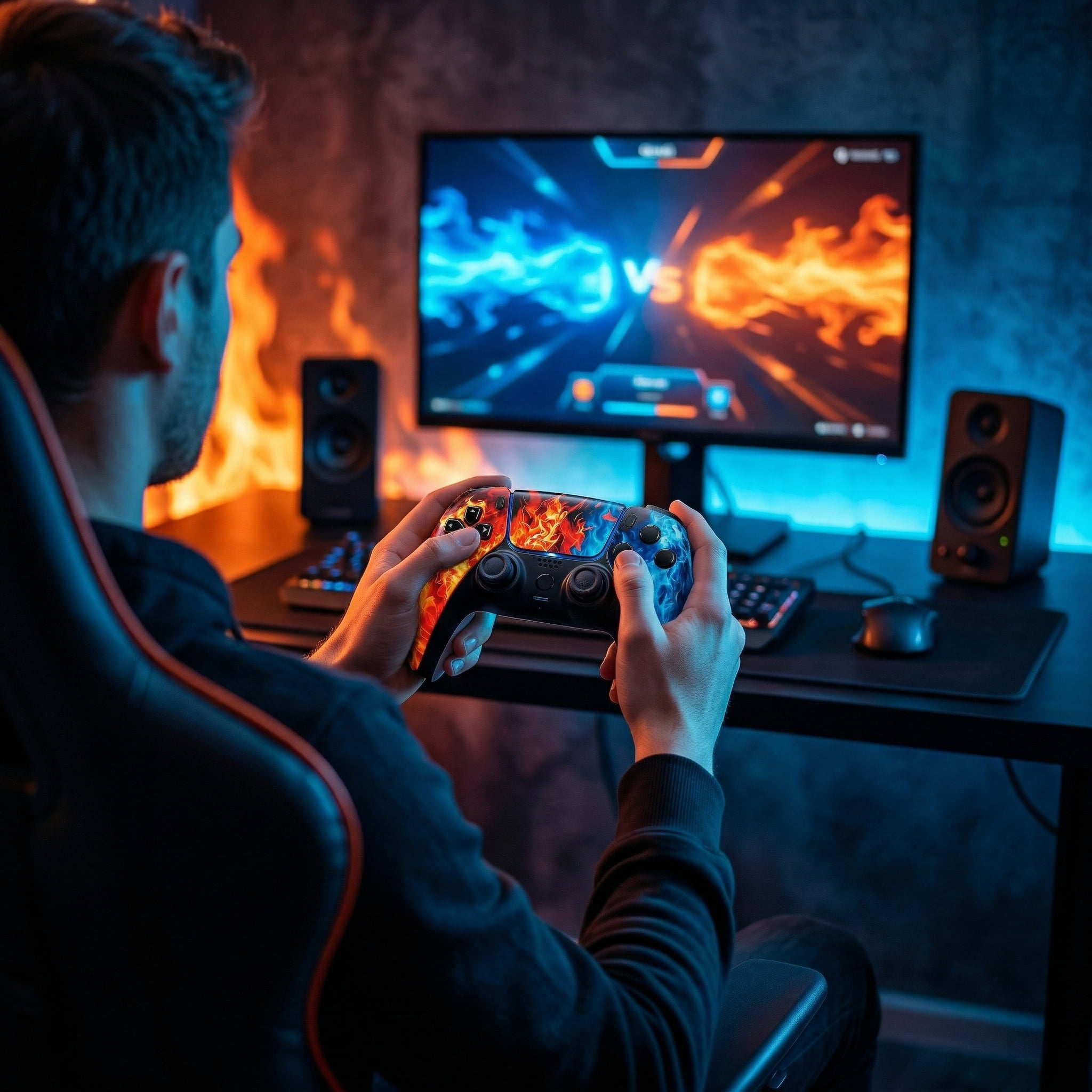 Rotacess Wireless Controller for P5 Controller, with Dual Vibration/Motion Sensor/Screenshot/3.5mm Audio Jack, Compatible with PS5/Pro/Slim Console, Blue