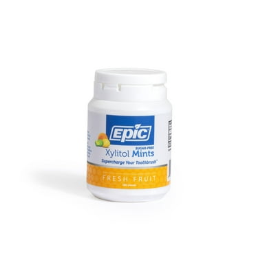 Epic Xylitol Mints - Sugar Free & Aspartame Free Mints Sweetened w/Xylitol for Dry Mouth & Gum Health (Fresh Fruit, 180-Piece Bottle)