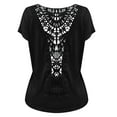 thumbnail image 5 of Yigetop indian Tops! Womens Tshirts Summer Casual Tops Trendy Short Sleeve Crewneck Knitted Fashion Tee Tunic Blouses Mexican Blouses for Women Black M, 5 of 5