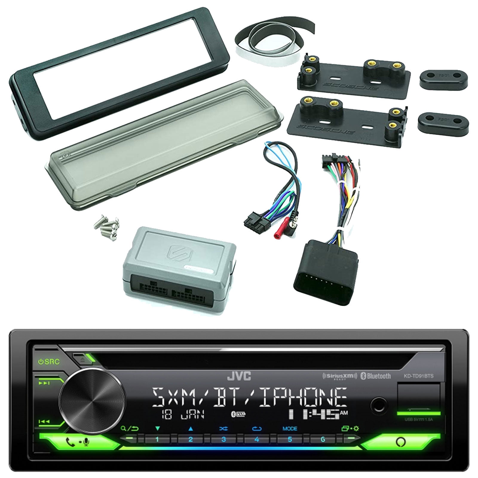 JVC KDTD91BTS Single DIN InDash CD Player Bluetooth USB AUX