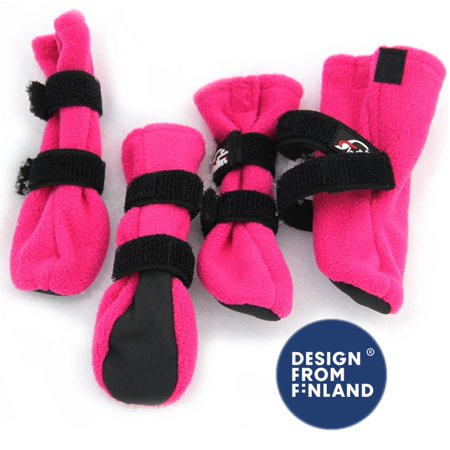 

FINNERO Halla Soft Dog Booties 4 Pcs/Pack (Pink Size S) Dog Shoes Dog Boots Puppy Paw Protector for Small Dogs