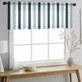 thumbnail image 2 of Turquoise Navy Blue Striped Valance Curtains for Kitchen/Living Room/Bathroom/Bedroom Window, Rod Pocket Small Topper Half Short Window Curtains Voile Sheer Scarf, Farmhouse Stripe Art 42"x12", 2 of 8