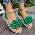 thumbnail image 5 of CQONEPT Bohemian Sandals For Women Flower Sandals Ankle Strap Open Toe Wide Width Arch Support Sandals Dressy Flat Beach Casual Shoes Green 36, 5 of 6