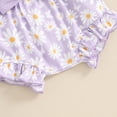 thumbnail image 6 of Newborn Baby Girl Summer Outfits Daisy Print Fly Sleeve Romper Ruffle Bloomer Shorts Headband Set Infant Cute Clothes, 6 of 7