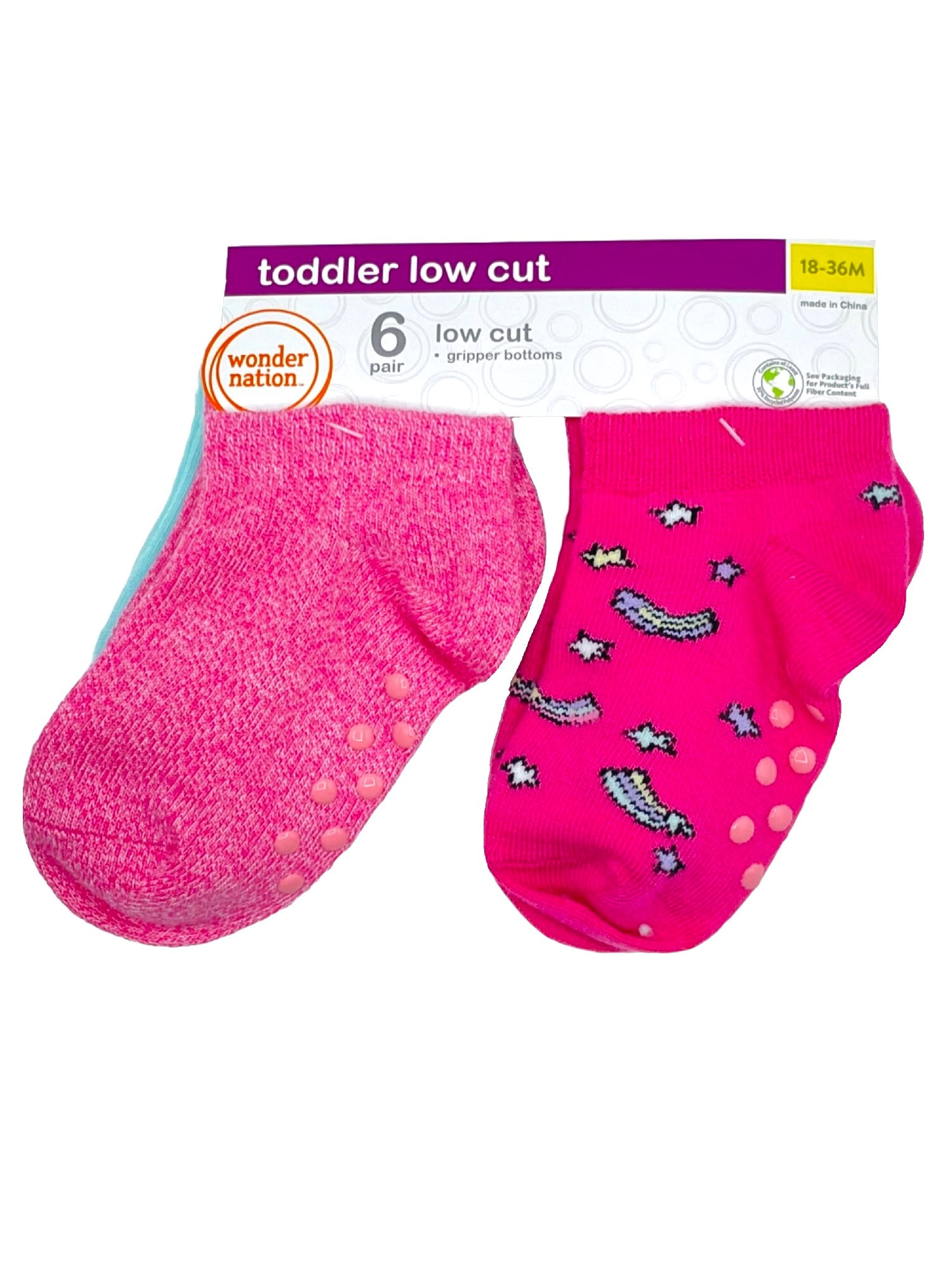 Wonder Nation Baby and Toddler Ankle Socks, 6-Pack, Sizes 0M-18M