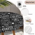 thumbnail image 3 of Round Fitted Tablecloth,Coffee Time White Quote on Black Circle Table Cover Waterproof Table Cloth with Elastic Edge,Milk Tea Cup Cocoa Bean Outdoor Tablecloths for Kitchen Picnic 55-60in, 3 of 9