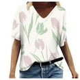 thumbnail image 1 of WEAIXIMIUNG T-Shirt à Manches Courtes Col en V Fleuri Mode Été pour Femmes Saint-Valentin, 1 of 4