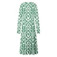 thumbnail image 5 of Cavosen Fall Maxi Dresses for Women Green Long Sleeve Trendy Dress High Waist V-Neck Calf Length Long Dress Floral Print Casual Dress Party Vacation Fall Winter Clothes M, 5 of 5