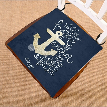 GCKG We Have This Hope As an Anchor for the Soul Hebrew 6:19 Chair Pad Seat Cushion Chair Cushion Floor Cushion with Breathable Memory Inner Cushion and Ties Two Sides Printing 16x16 inches