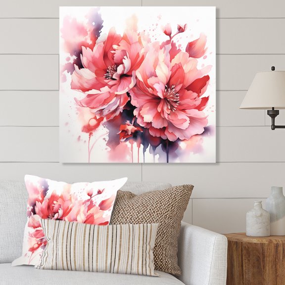 Designart "Radiant Red Peony Perspectives" Floral Metal Wall Art