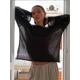 thumbnail image 4 of Suéter fino de cuello redondo para mujer, Jersey informal de manga larga, holgado, ropa de calle para principios de otoño, 4 of 5