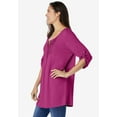 thumbnail image 3 of Woman Within Plus Size 7-Day Three-Quarter Sleeve Pintucked Henley Tunic, 3 of 5