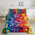 thumbnail image 2 of Manfei Cartoon Rainbow Queen Comforter Set, Tribal Abstract Comforter Sets Queen, Blue Red, Black Reversible, 3 Pieces, 1 Comforter and 2 Pillowcases, 2 of 7
