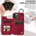 thumbnail image 5 of Nalacover for iPhone 11 Pro Wallet Case with Card Slots & Metal Finger Ring, Durable PU Leather Back Double Magnetic Botton Flip Kickstand Purse Shockproof Phone Case,Red, 5 of 10